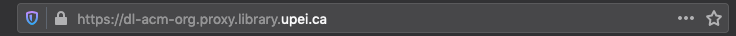 a URL bar showing https://dl-acm-org.proxy.library.upei.ca